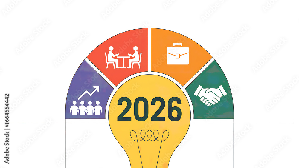 bulb showing year 2026 goals future symbolizing Stock Illustration ...
