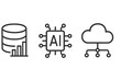 © Janien - Data analysis line icon set with database, AI artificial intelligence and cloud computing linear icons. Big data analytics, server storage, machine learning vector symbol collection.