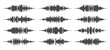 © garrykillian - Audio wave tune print, voice message, podcast audio recording. Vector audio player soundwave visualization or voice message sound wave. Podcast audio streaming. Music, sound concept.