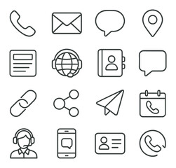 communication icons set on blurred background