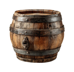 Rustic wooden barrel in natural light home lifestyle artistic view isolated on transparent background, png