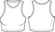 © Creatives Mind - Cad drawing flat vector illustration, crop tank top template, front and back view, fashion sketch, clothing design, garment mockup, technical outline