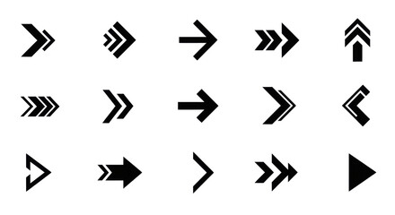 Black Arrow Icons Set on White Background for User Interface Design