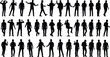 © Fahim Creative - Silhouette collection of men in various poses, business and casual postures, walking, talking, gesturing, isolated on white backgroundSilhouette collection of men in various poses,