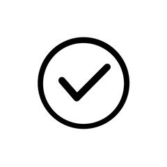Wall Mural - black check mark icon in white circle, a simple black outline isolated on transparent background Remove png, Clipping Path, pen tool