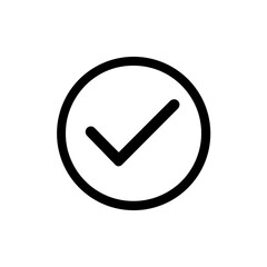Wall Mural - black check mark icon in white circle, a simple black outline isolated on transparent background Remove png, Clipping Path, pen tool