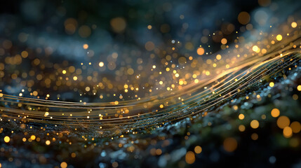 Wall Mural - golden lights and ethereal energy: a mesmerizing wave of golden light dances against a bokeh backdro