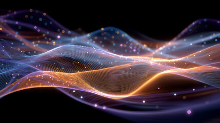 Canvas Print - digital data waves: capturing the essence of interconnectedness, this image reveals luminous, flowin