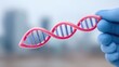 © Irina B - Close up of gloved hand holding dna model symbolizing scientific research and genetic analysis in a laboratory setting