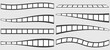© Maryna - Old movie film long strip set. Retro cinema frame collection in vintage style. Vector illustration of classic photo and video reel elements for media projects.