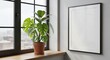 © Erisna Yolanda - A plant sits on a windowsill, next to a blank framed print