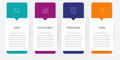 Business process infographic strategy -  4 steps timeline data visualization with icon - Numbering process of vector illustration