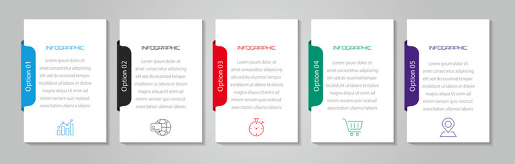 Business process infographic strategy -  5 steps timeline data visualization with icon - Numbering process of vector illustration - Gradient shape modern infographic design for corporate