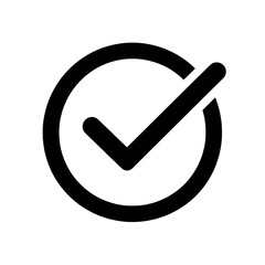 Wall Mural - black check mark icon with black outline, isolated on transparent background Remove png, Clipping Path, pen tool