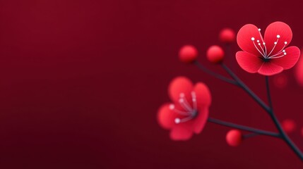 Wall Mural - a close up of a red flower with a red background