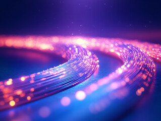 Digital data transmission via fiber optic cable. network cables with fiber optical abstract background. 