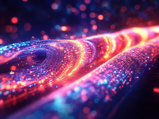 Digital data transmission via fiber optic cable. fiber optical abstract background. 