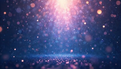 Wall Mural - Holographic confetti floats in celebratory scene with glowing particles, soft light effects. Illustration features dynamic blend of shiny gold, foil, splintered elements creating festive, sparkling