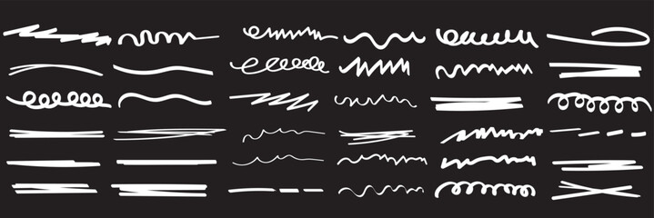 Wall Mural - red line pen strokes, shapes, highlight underline lines isolated on white background. simple charcoa