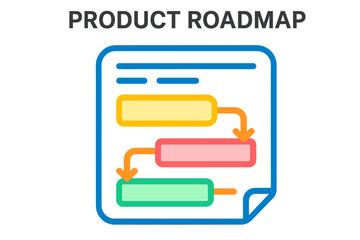 Colorful product roadmap graphic with timeline and milestones product roadmap chart