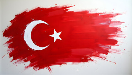 Wall Mural - An artistic rendering of the Turkish flag, painted with bold, dynamic brushstrokes.