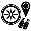 © Mitu - Nautical compass and location pin with fuel canisters for travel and adventure