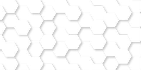 Wall Mural - minimal abstract white hexagonal background. luxury white pattern. futuristic grid honeycomb mosaic 