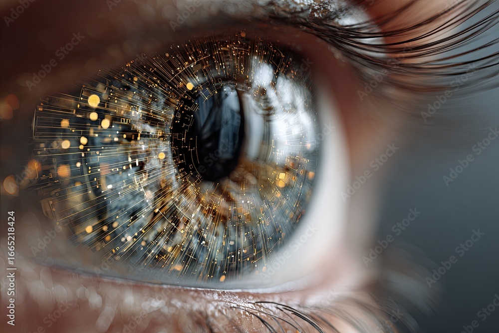 Human Eye with Futuristic Digital Elements and Technology Concept ...