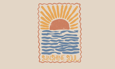 Wall Mural - Sunshine on my mind. Summer vibes artwork. Enjoy summer. Sunshine paradise graphic print design. Beach modern abstract art.