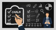 © RYAN - Illustrative Chalkboard Design Depicting Business Strategy and Project Planning Elements