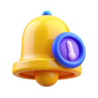 ©  Oll Work - 3d notification bell icon with blue ring and yellow body transparent background