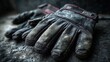 © PrettyVectors - Worn leather work gloves on textured steel surface