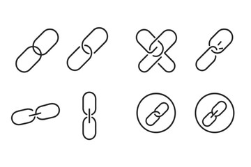 Various designs of link icons demonstrating connection and interactivity for digital interfaces and websites