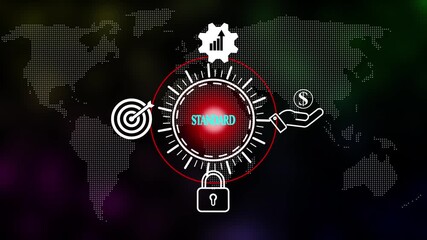 Project management STANDARD concept. Internet, business, Technology and network concept. STANDARD system concept global network. Business Technology on a world background.