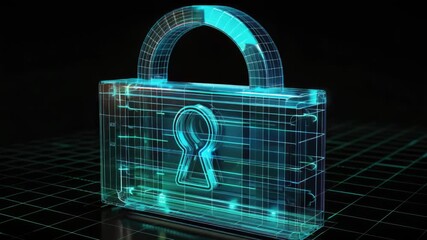 Wall Mural - A 3D lock icon on a dark, solid-colored background
