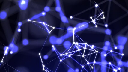Wall Mural - abstract neural network pattern with glowing blue nodes and connecting lines on a dark background