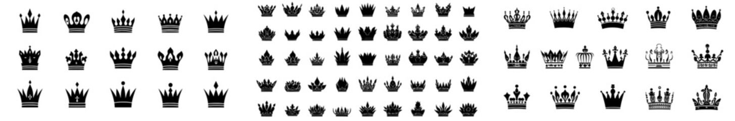 Crown icon set is a collection of quality crowns and royal crown symbols in silhouette form