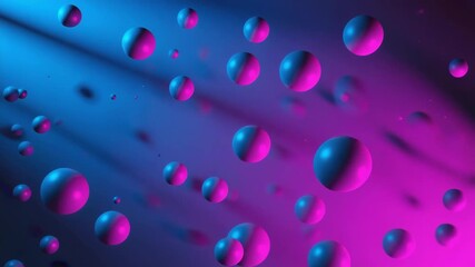 Wall Mural - numerous spheres float in a neon-lit space, creating a vibrant and abstract scene with a gradient ba