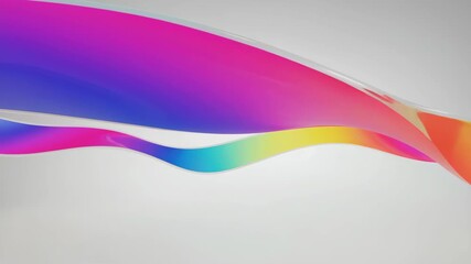 Wall Mural - flowing smoothly, a vibrant rainbow-colored wave dances across a white background, creating an abstr