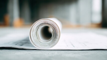 Rolled Architecture Blueprint | Construction Plan Design