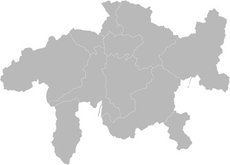  Graubunden (Grisons), Switzland – administrative vector map with district boundaries (Oblique Mercator projection, PPT-compatible & fully editable)