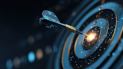 Wall Mural - digital dart hitting target, symbolizing precision and focus in achieving goals. vibrant colors and 