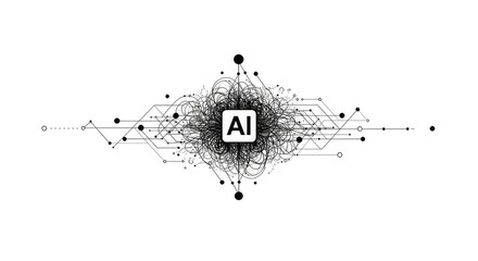 Abstract AI network with connections, data processing, and artificial intelligence concept.