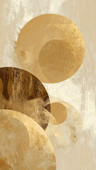 Wall Mural - Abstract golden circles overlapping creating modern art composition