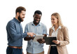 © AZIZUL - Photo of three diverse business people are working together isolated on transparent background