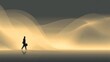 © VisualFolioZone - A silhouette of a formal man in a suit carrying a briefcase walks against a gradient of black and yellow,