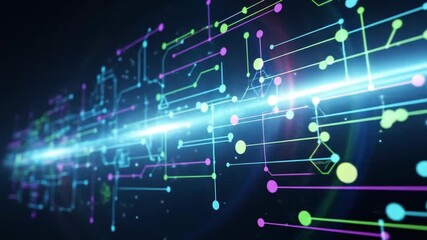 Abstract digital network with glowing nodes and lines