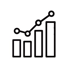 Wall Mural - Growing Business Performance Graphic with Increasing Bar Chart and Trend Line Illustrating Success and Progress Over Time Business Concept