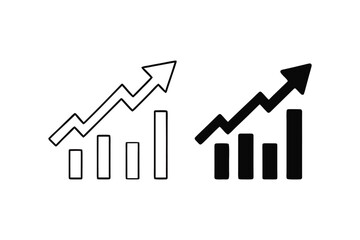 Wall Mural - Rising Bar Graph with Arrow Depicting Growth in Outline and Solid Styles for Business and Finance