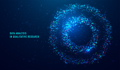 Data analysis in qualitative research. Big data code representation. Futuristic network or business analytics. Graphic concept for your design